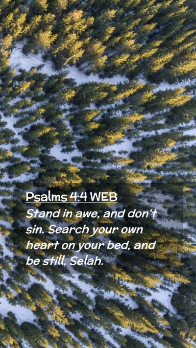 Picture 02 - Psalms 4:4 WEB Mobile Phone Wallpaper - Stand in awe, and don't sin. Search your own - Mobile Bible Verse Wallpaper