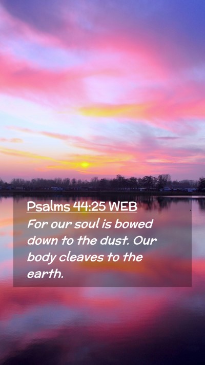 Picture 02 - Psalms 44:25 WEB Mobile Phone Wallpaper - For our soul is bowed down to the dust. Our body - Mobile Bible Verse Wallpaper