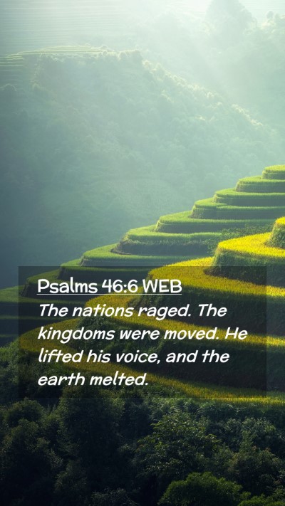 Picture 02 - Psalms 46:6 WEB Mobile Phone Wallpaper - The nations raged. The kingdoms were moved. He - Mobile Bible Verse Wallpaper