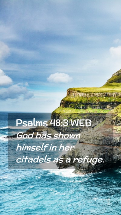 Picture 02 - Psalms 48:3 WEB Mobile Phone Wallpaper - God has shown himself in her citadels as a - Mobile Bible Verse Wallpaper