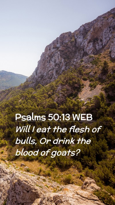 Picture 02 - Psalms 50:13 WEB Mobile Phone Wallpaper - Will I eat the flesh of bulls, Or drink the blood - Mobile Bible Verse Wallpaper