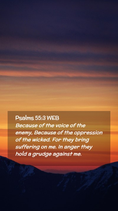 Picture 02 - Psalms 55:3 WEB Mobile Phone Wallpaper - Because of the voice of the enemy, Because of the - Mobile Bible Verse Wallpaper