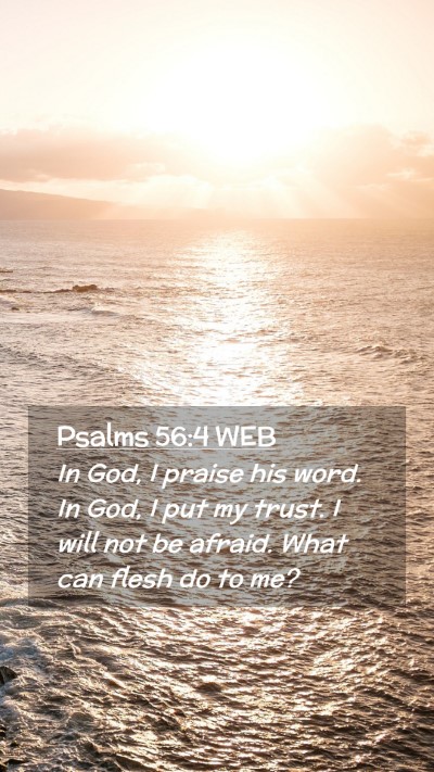 Picture 02 - Psalms 56:4 WEB Mobile Phone Wallpaper - In God, I praise his word. In God, I put my - Mobile Bible Verse Wallpaper