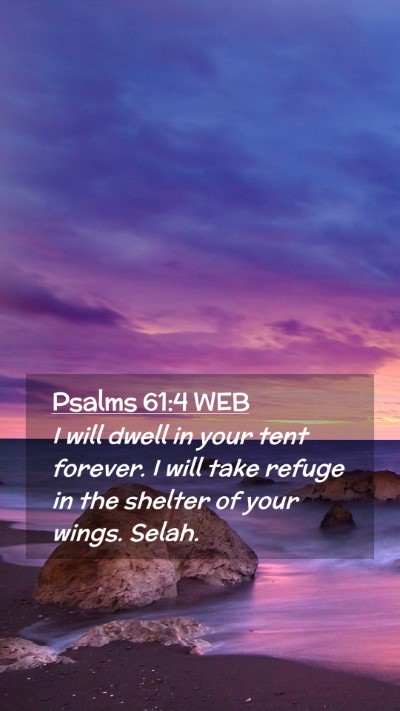 Picture 02 - Psalms 61:4 WEB Mobile Phone Wallpaper - I will dwell in your tent forever. I will take - Mobile Bible Verse Wallpaper