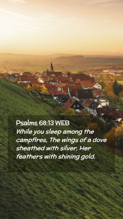 Picture 02 - Psalms 68:13 WEB Mobile Phone Wallpaper - While you sleep among the campfires, The wings of - Mobile Bible Verse Wallpaper