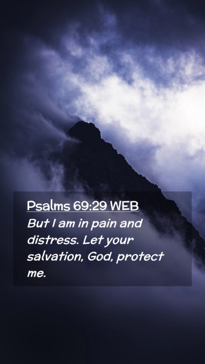 Picture 02 - Psalms 69:29 WEB Mobile Phone Wallpaper - But I am in pain and distress. Let your - Mobile Bible Verse Wallpaper