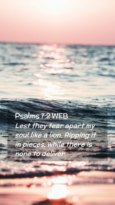 Picture 02 - Psalms 7:2 WEB Mobile Phone Wallpaper - Lest they tear apart my soul like a lion, Ripping - Mobile Bible Verse Wallpaper