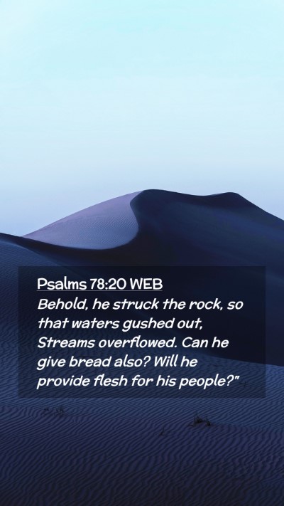 Picture 02 - Psalms 78:20 WEB Mobile Phone Wallpaper - Behold, he struck the rock, so that waters gushed - Mobile Bible Verse Wallpaper