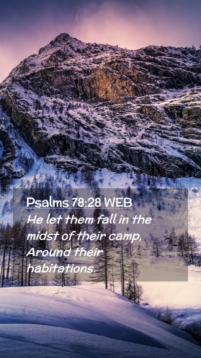Picture 02 - Psalms 78:28 WEB Mobile Phone Wallpaper - He let them fall in the midst of their camp, - Mobile Bible Verse Wallpaper