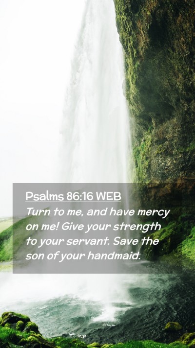 Picture 02 - Psalms 86:16 WEB Mobile Phone Wallpaper - Turn to me, and have mercy on me! Give your - Mobile Bible Verse Wallpaper