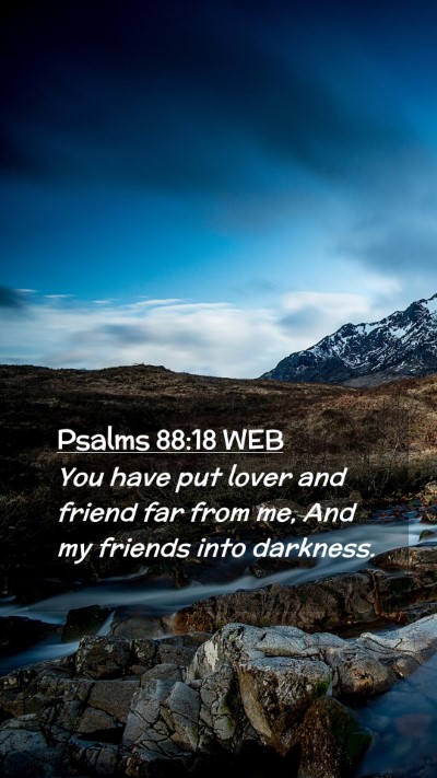 Picture 02 - Psalms 88:18 WEB Mobile Phone Wallpaper - You have put lover and friend far from me, And my - Mobile Bible Verse Wallpaper