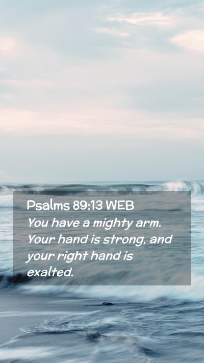 Picture 02 - Psalms 89:13 WEB Mobile Phone Wallpaper - You have a mighty arm. Your hand is strong, and - Mobile Bible Verse Wallpaper