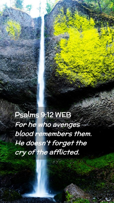 Picture 02 - Psalms 9:12 WEB Mobile Phone Wallpaper - For he who avenges blood remembers them. He - Mobile Bible Verse Wallpaper