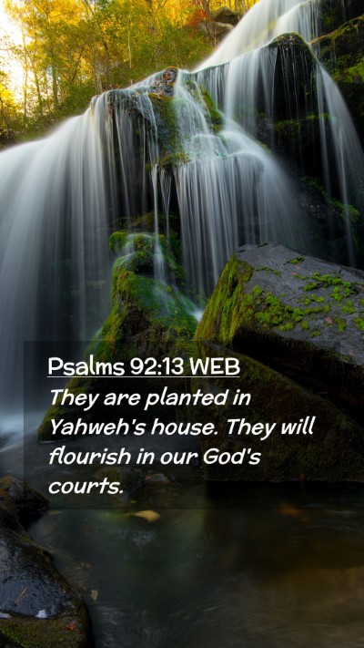 Picture 02 - Psalms 92:13 WEB Mobile Phone Wallpaper - They are planted in Yahweh's house. They will - Mobile Bible Verse Wallpaper