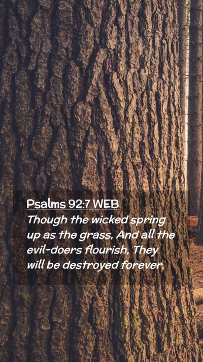 Picture 02 - Psalms 92:7 WEB Mobile Phone Wallpaper - Though the wicked spring up as the grass, And all - Mobile Bible Verse Wallpaper