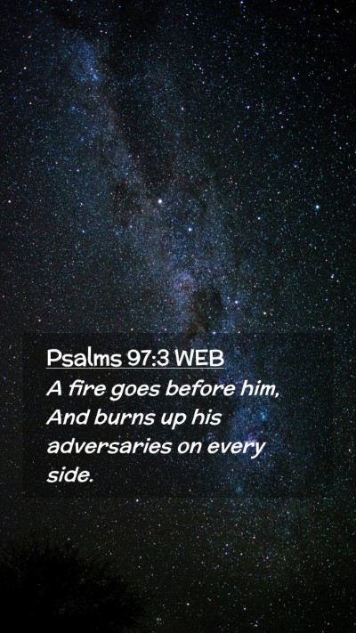 Picture 02 - Psalms 97:3 WEB Mobile Phone Wallpaper - A fire goes before him, And burns up his - Mobile Bible Verse Wallpaper