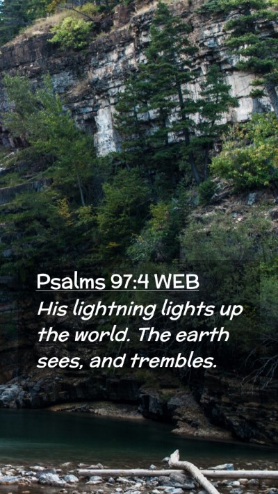 Picture 02 - Psalms 97:4 WEB Mobile Phone Wallpaper - His lightning lights up the world. The earth - Mobile Bible Verse Wallpaper