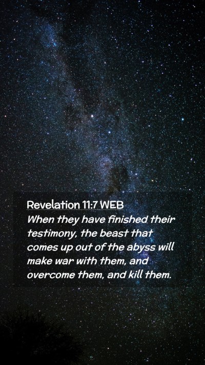 Picture 02 - Revelation 11:7 WEB Mobile Phone Wallpaper - When they have finished their testimony, the - Mobile Bible Verse Wallpaper