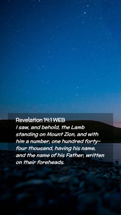 Picture 02 - Revelation 14:1 WEB Mobile Phone Wallpaper - I saw, and behold, the Lamb standing on Mount - Mobile Bible Verse Wallpaper