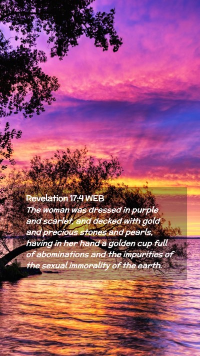 Picture 02 - Revelation 17:4 WEB Mobile Phone Wallpaper - The woman was dressed in purple and scarlet, and - Mobile Bible Verse Wallpaper