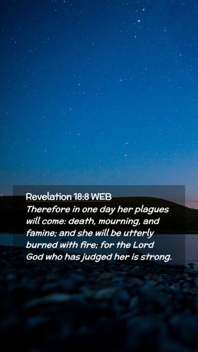 Picture 02 - Revelation 18:8 WEB Mobile Phone Wallpaper - Therefore in one day her plagues will come: - Mobile Bible Verse Wallpaper
