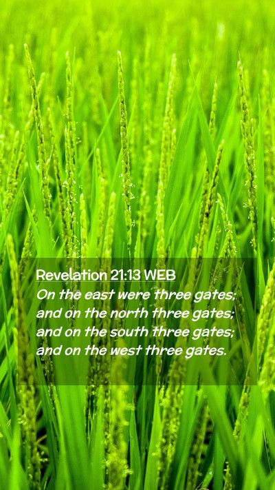 Picture 02 - Revelation 21:13 WEB Mobile Phone Wallpaper - On the east were three gates; and on the north - Mobile Bible Verse Wallpaper