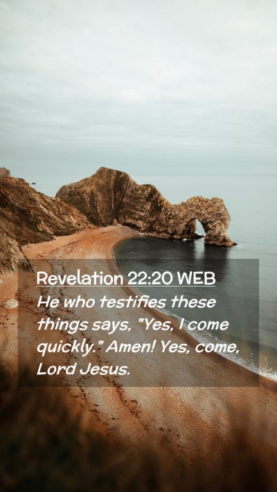 Picture 02 - Revelation 22:20 WEB Mobile Phone Wallpaper - He who testifies these things says, 