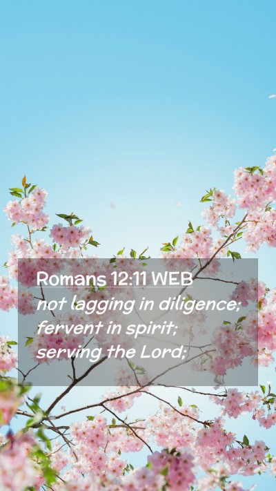 Picture 02 - Romans 12:11 WEB Mobile Phone Wallpaper - not lagging in diligence; fervent in spirit; - Mobile Bible Verse Wallpaper