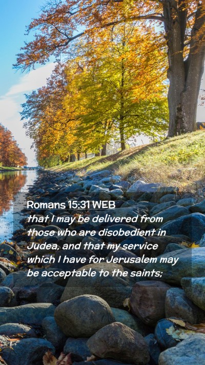 Picture 02 - Romans 15:31 WEB Mobile Phone Wallpaper - that I may be delivered from those who are - Mobile Bible Verse Wallpaper
