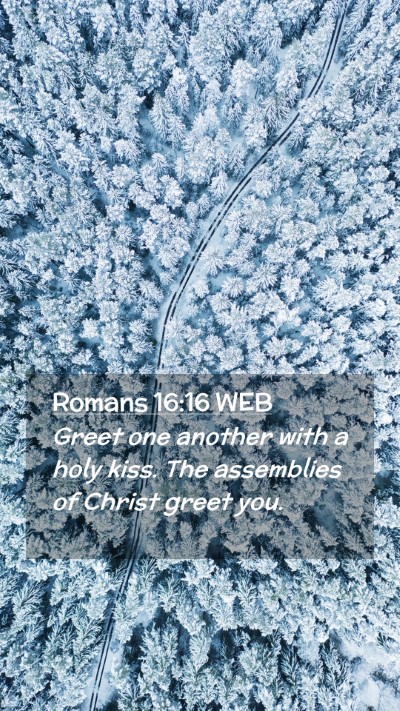 Picture 02 - Romans 16:16 WEB Mobile Phone Wallpaper - Greet one another with a holy kiss. The - Mobile Bible Verse Wallpaper