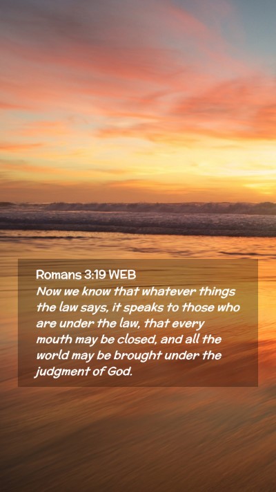 Picture 02 - Romans 3:19 WEB Mobile Phone Wallpaper - Now we know that whatever things the law says, it - Mobile Bible Verse Wallpaper