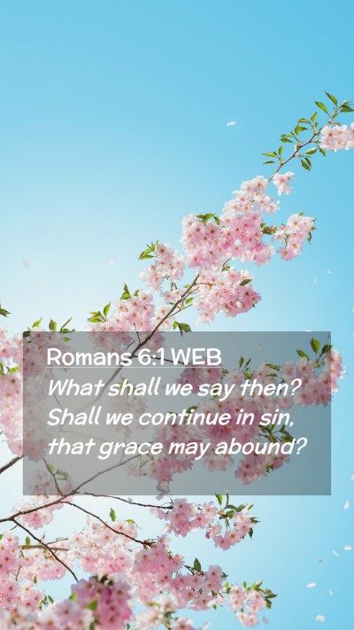 Picture 02 - Romans 6:1 WEB Mobile Phone Wallpaper - What shall we say then? Shall we continue in sin, - Mobile Bible Verse Wallpaper