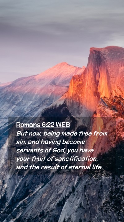 Picture 02 - Romans 6:22 WEB Mobile Phone Wallpaper - But now, being made free from sin, and having - Mobile Bible Verse Wallpaper