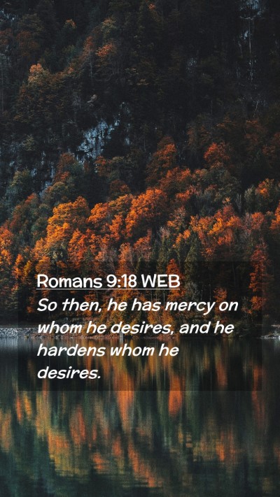 Picture 02 - Romans 9:18 WEB Mobile Phone Wallpaper - So then, he has mercy on whom he desires, and he - Mobile Bible Verse Wallpaper