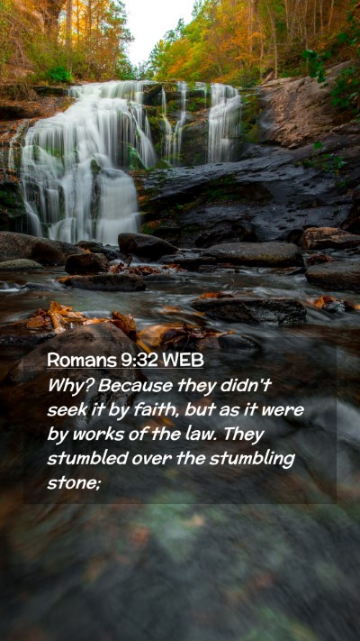 Picture 02 - Romans 9:32 WEB Mobile Phone Wallpaper - Why? Because they didn't seek it by faith, but as - Mobile Bible Verse Wallpaper