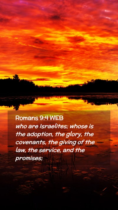 Picture 02 - Romans 9:4 WEB Mobile Phone Wallpaper - who are Israelites; whose is the adoption, the - Mobile Bible Verse Wallpaper