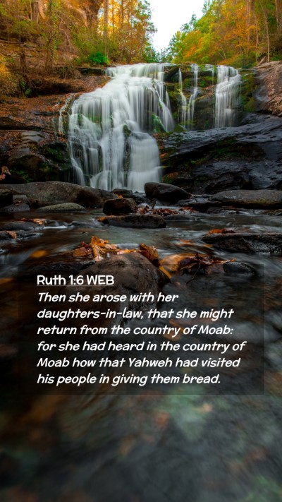Picture 02 - Ruth 1:6 WEB Mobile Phone Wallpaper - Then she arose with her daughters-in-law, that - Mobile Bible Verse Wallpaper