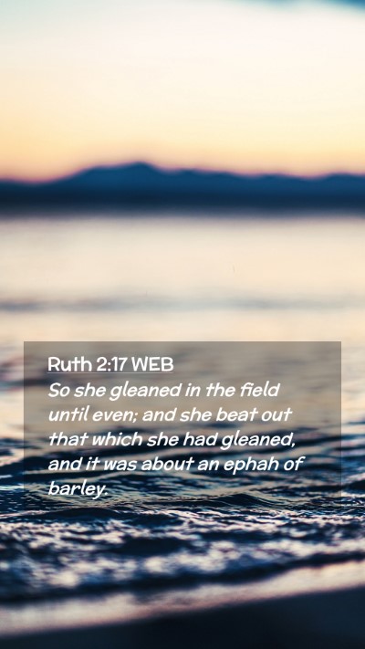 Picture 02 - Ruth 2:17 WEB Mobile Phone Wallpaper - So she gleaned in the field until even; and she - Mobile Bible Verse Wallpaper