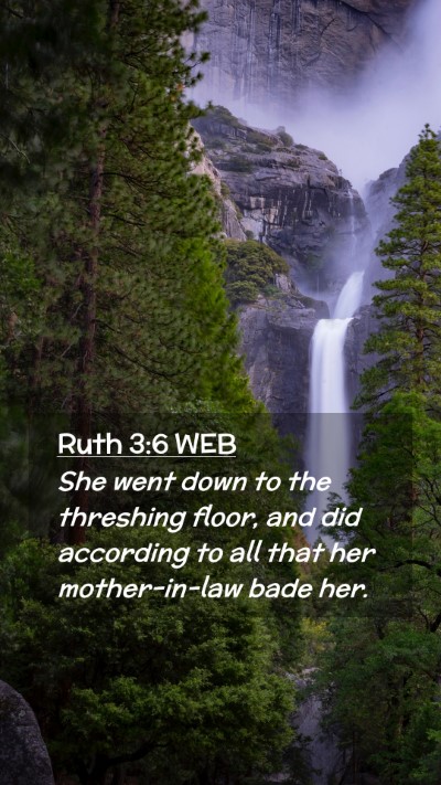 Picture 02 - Ruth 3:6 WEB Mobile Phone Wallpaper - She went down to the threshing floor, and did - Mobile Bible Verse Wallpaper