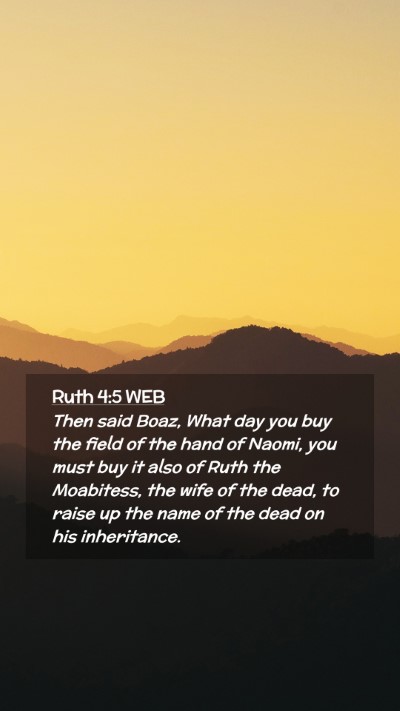 Picture 02 - Ruth 4:5 WEB Mobile Phone Wallpaper - Then said Boaz, What day you buy the field of the - Mobile Bible Verse Wallpaper
