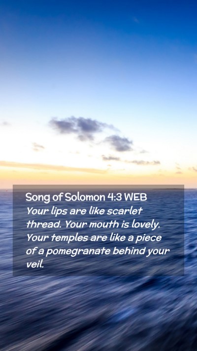 Picture 02 - Song of Solomon 4:3 WEB Mobile Phone Wallpaper - Your lips are like scarlet thread. Your mouth is - Mobile Bible Verse Wallpaper