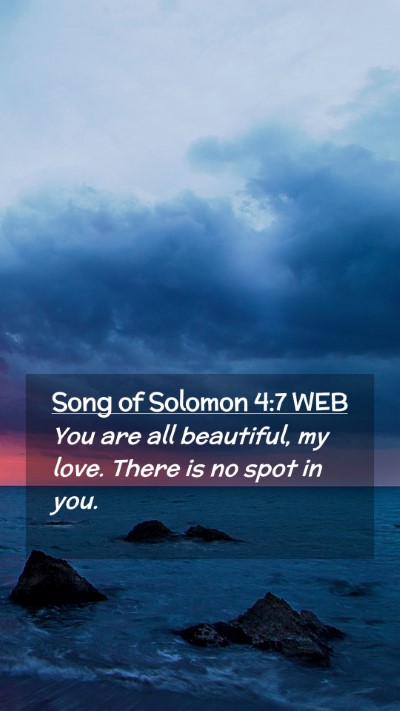 Picture 02 - Song of Solomon 4:7 WEB Mobile Phone Wallpaper - You are all beautiful, my love. There is no spot - Mobile Bible Verse Wallpaper