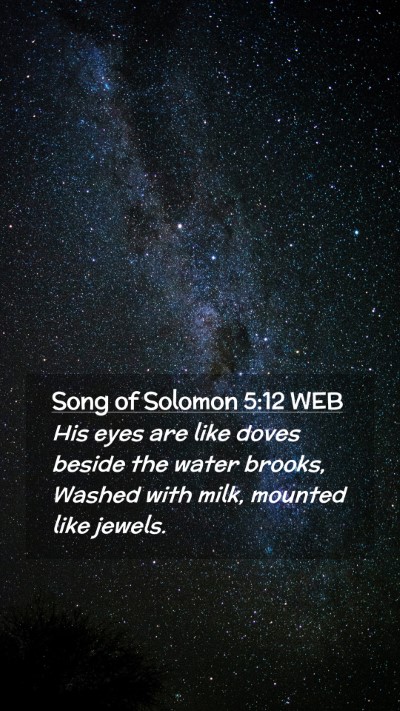 Picture 02 - Song of Solomon 5:12 WEB Mobile Phone Wallpaper - His eyes are like doves beside the water brooks, - Mobile Bible Verse Wallpaper