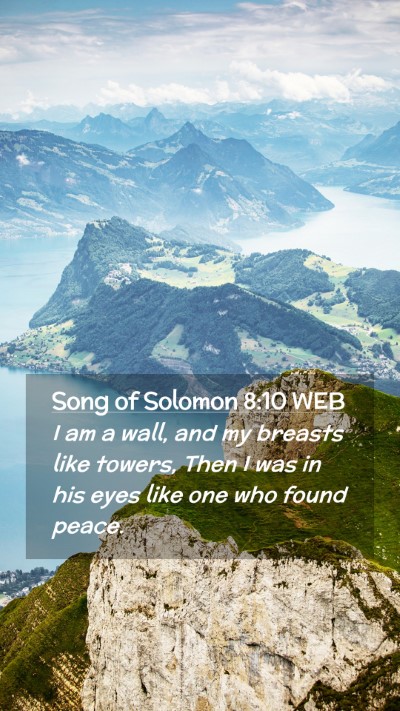 Picture 02 - Song of Solomon 8:10 WEB Mobile Phone Wallpaper - I am a wall, and my breasts like towers, Then I - Mobile Bible Verse Wallpaper