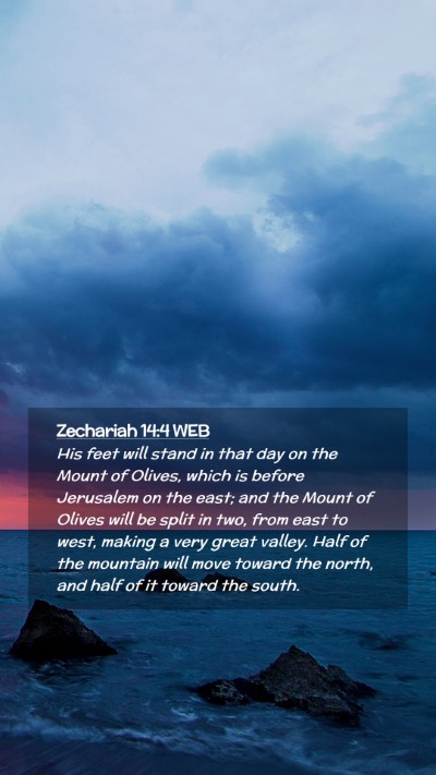 Picture 02 - Zechariah 14:4 WEB Mobile Phone Wallpaper - His feet will stand in that day on the Mount of - Mobile Bible Verse Wallpaper