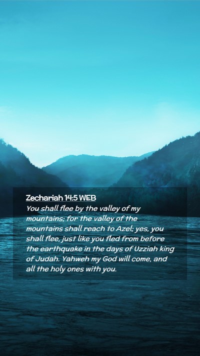 Picture 02 - Zechariah 14:5 WEB Mobile Phone Wallpaper - You shall flee by the valley of my mountains; for - Mobile Bible Verse Wallpaper