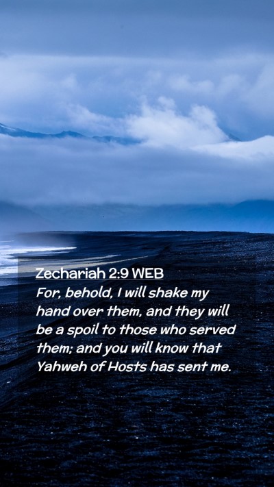 Picture 02 - Zechariah 2:9 WEB Mobile Phone Wallpaper - For, behold, I will shake my hand over them, and - Mobile Bible Verse Wallpaper
