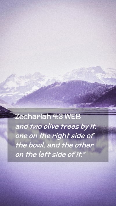 Picture 02 - Zechariah 4:3 WEB Mobile Phone Wallpaper - and two olive trees by it, one on the right side - Mobile Bible Verse Wallpaper