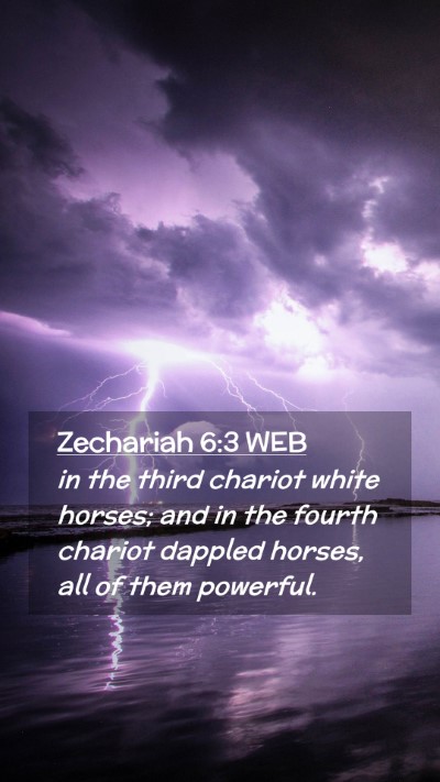 Picture 02 - Zechariah 6:3 WEB Mobile Phone Wallpaper - in the third chariot white horses; and in the - Mobile Bible Verse Wallpaper