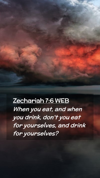 Picture 02 - Zechariah 7:6 WEB Mobile Phone Wallpaper - When you eat, and when you drink, don't you eat - Mobile Bible Verse Wallpaper